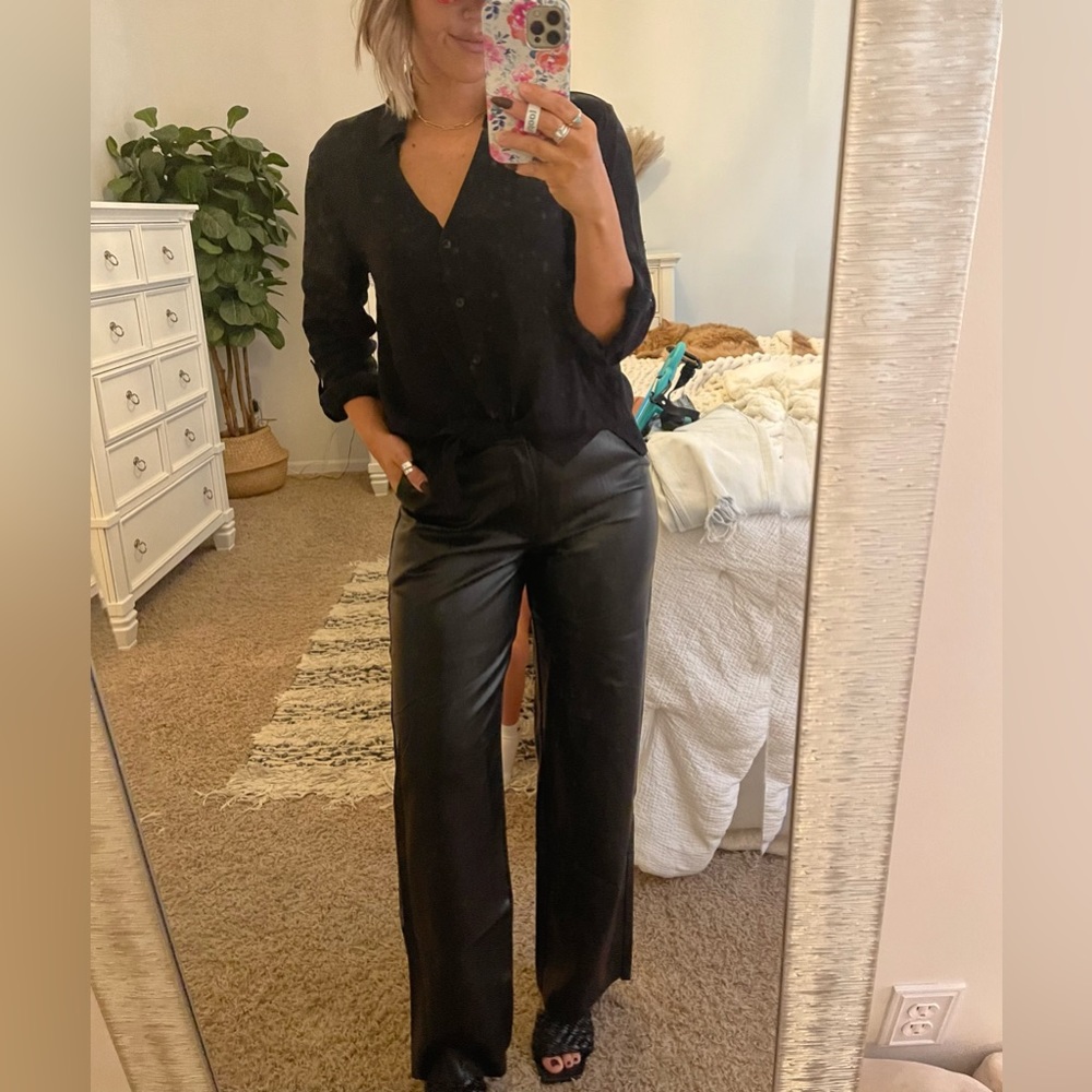 Forever21 faux leather straight fit pants